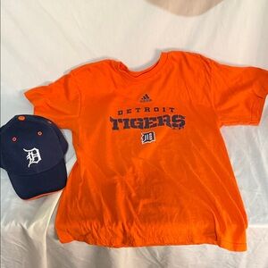 Adidas Kids Orange Detroit Tigers Tee and Ball Cap.